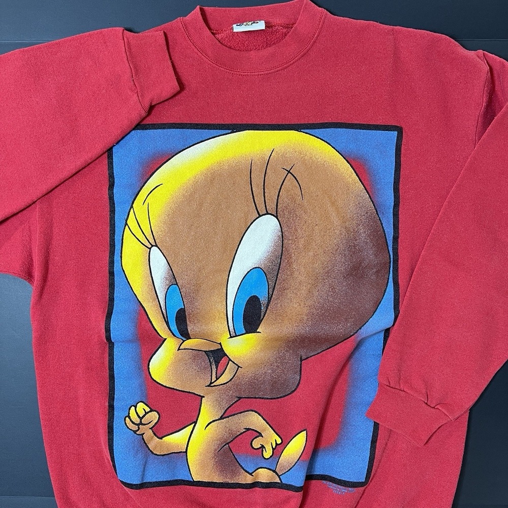 Vintage 90s Looney Tunes Tweety Bird  Sweatshirt Adult Size 1996 Warner Bros